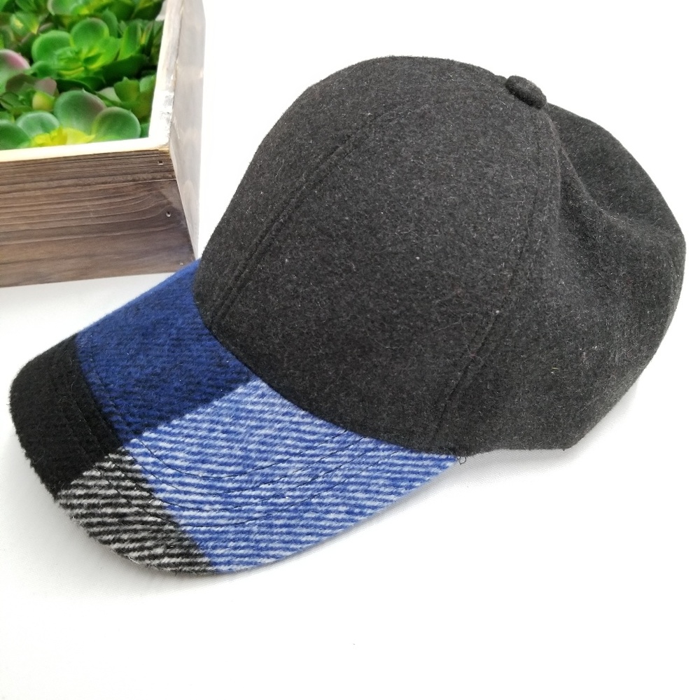 ✅ Blue plaid wool baseball hat NWT